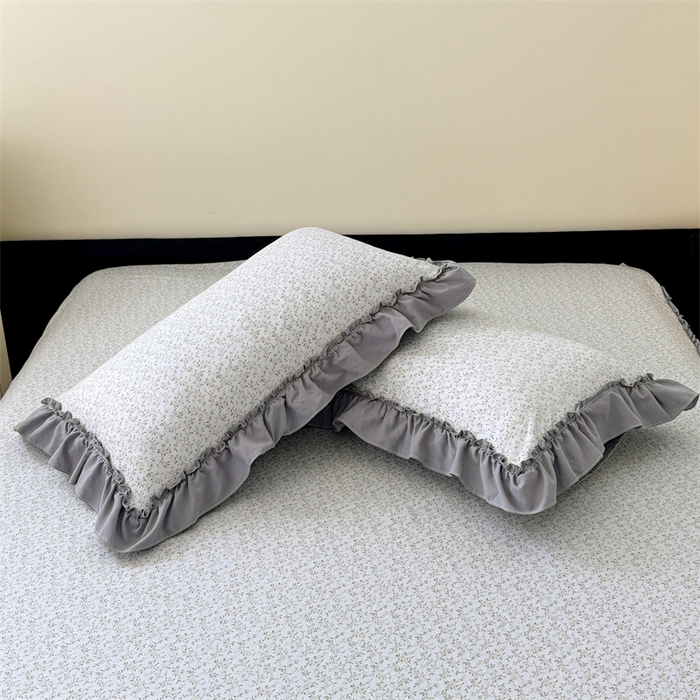 91家纺网 家纺一手货源 找家纺 梦舒羽 2025新款水洗珍珠棉花边枕套宿舍单人学生一对装枕芯内胆套 宁静花园