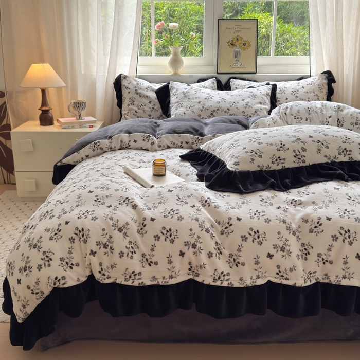 91家纺网 家纺一手货源 找家纺  （总）金爱家 2025新款赫本风牛奶绒-花边款四件套