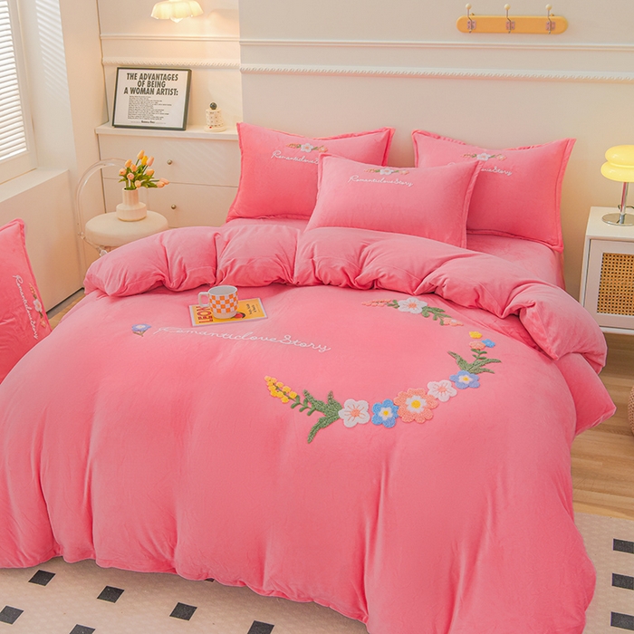 91家纺网 家纺一手货源 找家纺 提花大世界 新款布拉诺蕾丝提花莫代尔四件套九月湖畔-沁蓝