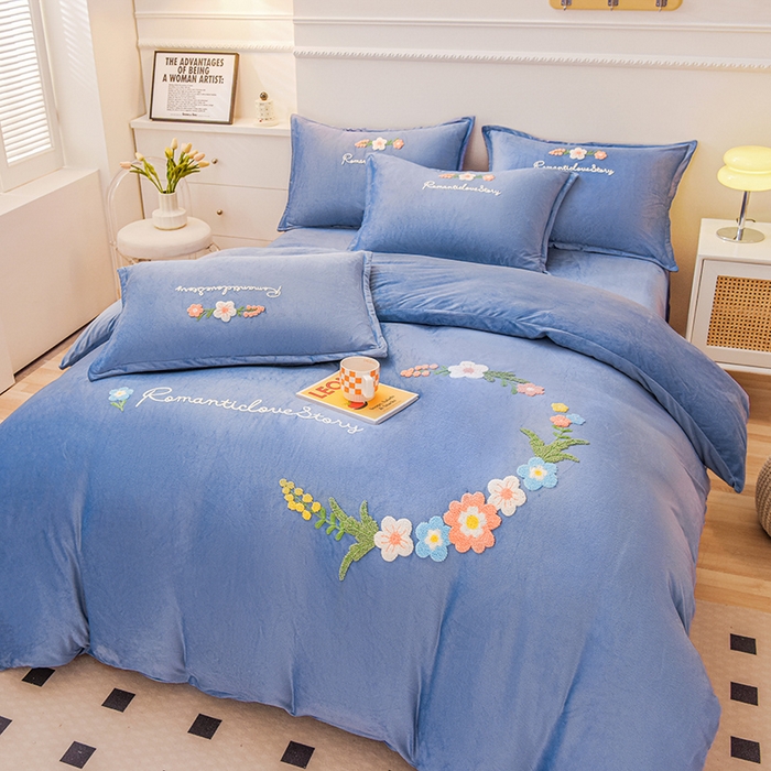 91家纺网 家纺一手货源 找家纺 （总）提花大世界 2025新款宝宝绒绣花款牛奶绒婴儿绒保暖四件套