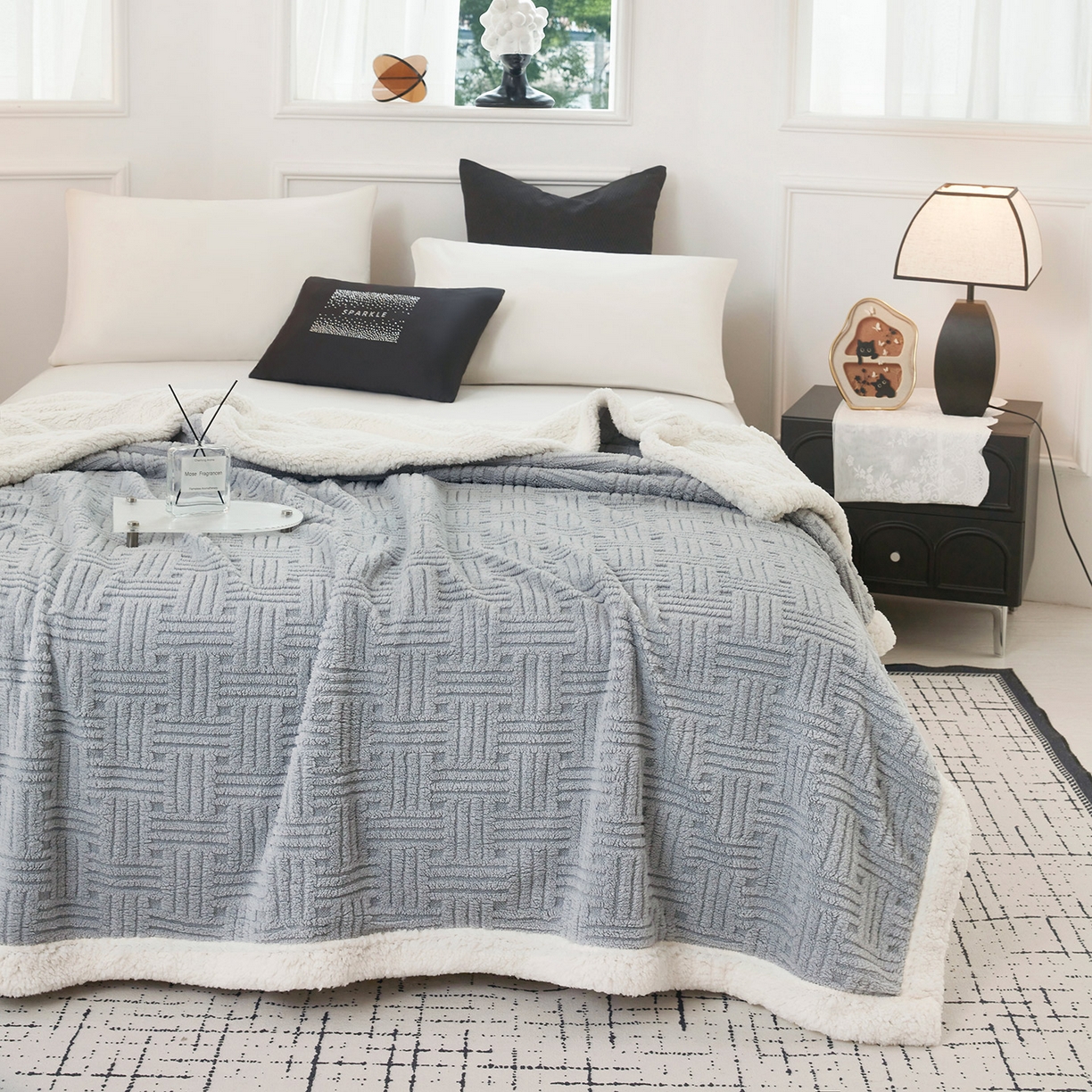 91家纺网 家纺一手货源 找家纺 （总）肖恩毯业 2025新款提花舒棉绒羊羔绒毛毯