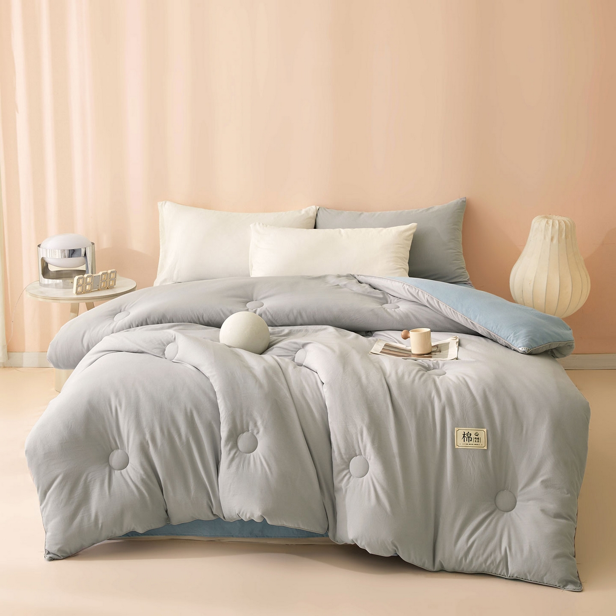 91家纺网 家纺一手货源 找家纺 美梦里 2025新款A类拼色新疆棉花被被子被芯 新疆棉花被-本素蓝