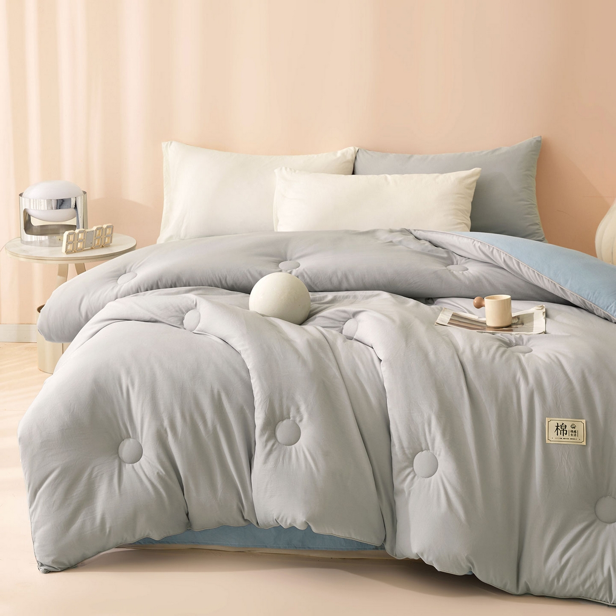 91家纺网 家纺一手货源 找家纺 美梦里 2025新款A类拼色新疆棉花被被子被芯 新疆棉花被-本素蓝