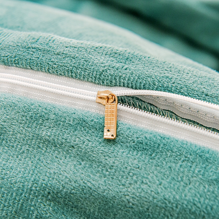 91家纺网 家纺一手货源 找家纺 提花大世界 2025新款宝宝绒绣花款牛奶绒婴儿绒保暖四件套 菲尼-水绿