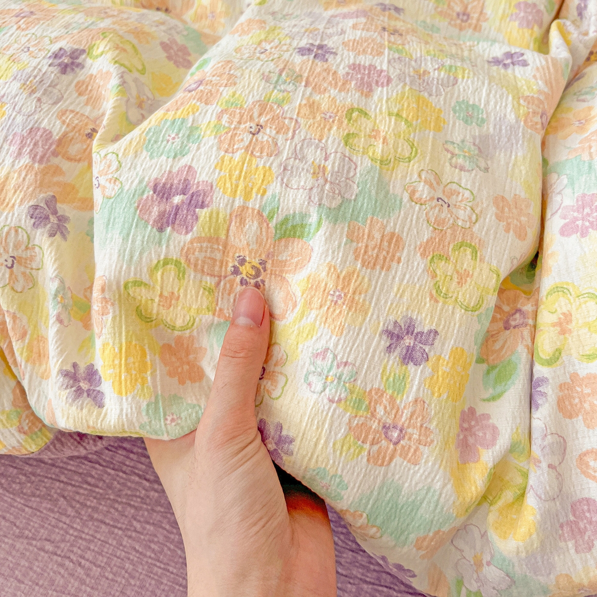 91家纺网 家纺一手货源 找家纺 典曼家纺 2025新款高克重云柔古法小布袋四件套 春山集