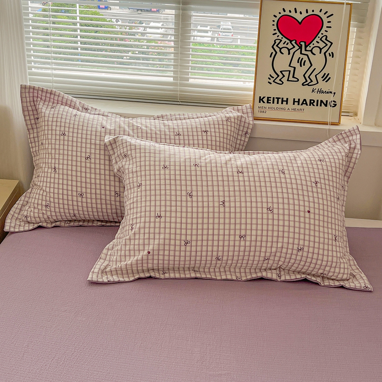 91家纺网 家纺一手货源 找家纺 典曼家纺 2025新款高克重云柔古法小布袋四件套 格子蝴蝶结