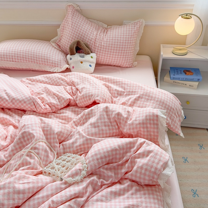 91家纺网 家纺一手货源 找家纺 （总）老K（原美阁）2025新款云感超柔水洗棉四件套全棉纯棉镂空花边四件套