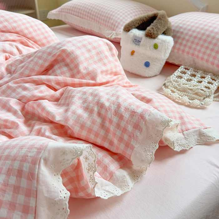 91家纺网 家纺一手货源 找家纺 （总）老K（原美阁）2025新款云感超柔水洗棉四件套全棉纯棉镂空花边四件套