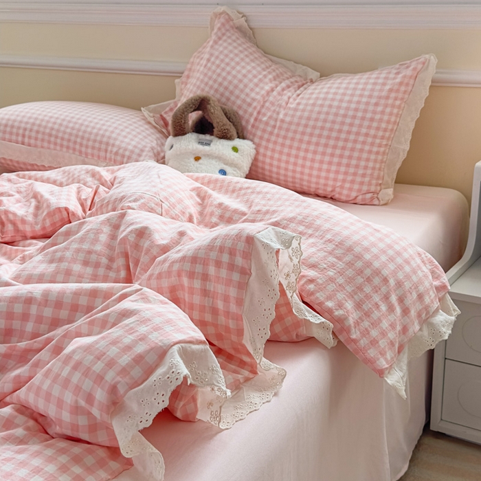 91家纺网 家纺一手货源 找家纺 （总）老K（原美阁）2025新款云感超柔水洗棉四件套全棉纯棉镂空花边四件套