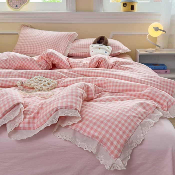 91家纺网 家纺一手货源 找家纺 （总）老K（原美阁）2025新款云感超柔水洗棉四件套全棉纯棉镂空花边四件套