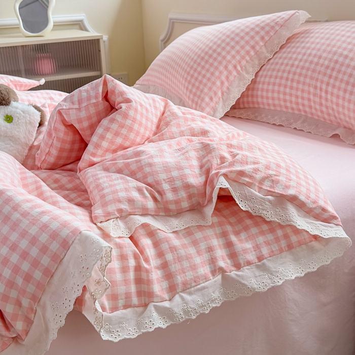 91家纺网 家纺一手货源 找家纺 （总）老K（原美阁）2025新款云感超柔水洗棉四件套全棉纯棉镂空花边四件套