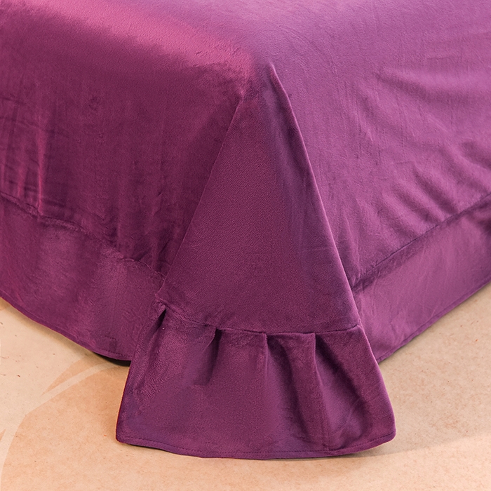 91家纺网 家纺一手货源 找家纺 提花大世界 2025新款宝宝绒绣花款牛奶绒婴儿绒保暖四件套 花辰月夕-紫色