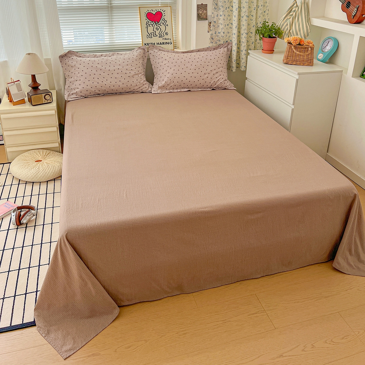 91家纺网 家纺一手货源 找家纺 典曼家纺 2025新款高克重云柔古法小布袋四件套 蝴蝶结点点