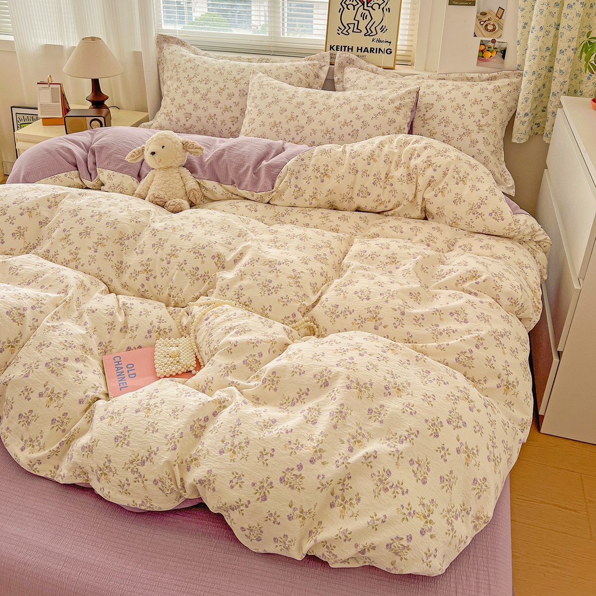 91家纺网 家纺一手货源 找家纺 典曼家纺 2025新款高克重云柔古法小布袋四件套 花间赋