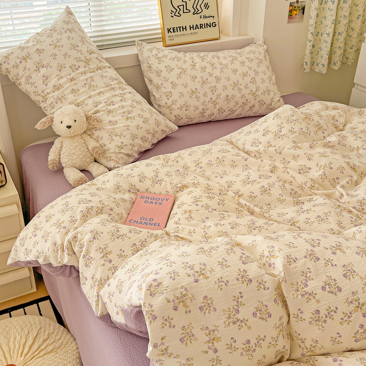 91家纺网 家纺一手货源 找家纺 典曼家纺 2025新款高克重云柔古法小布袋四件套 花间赋