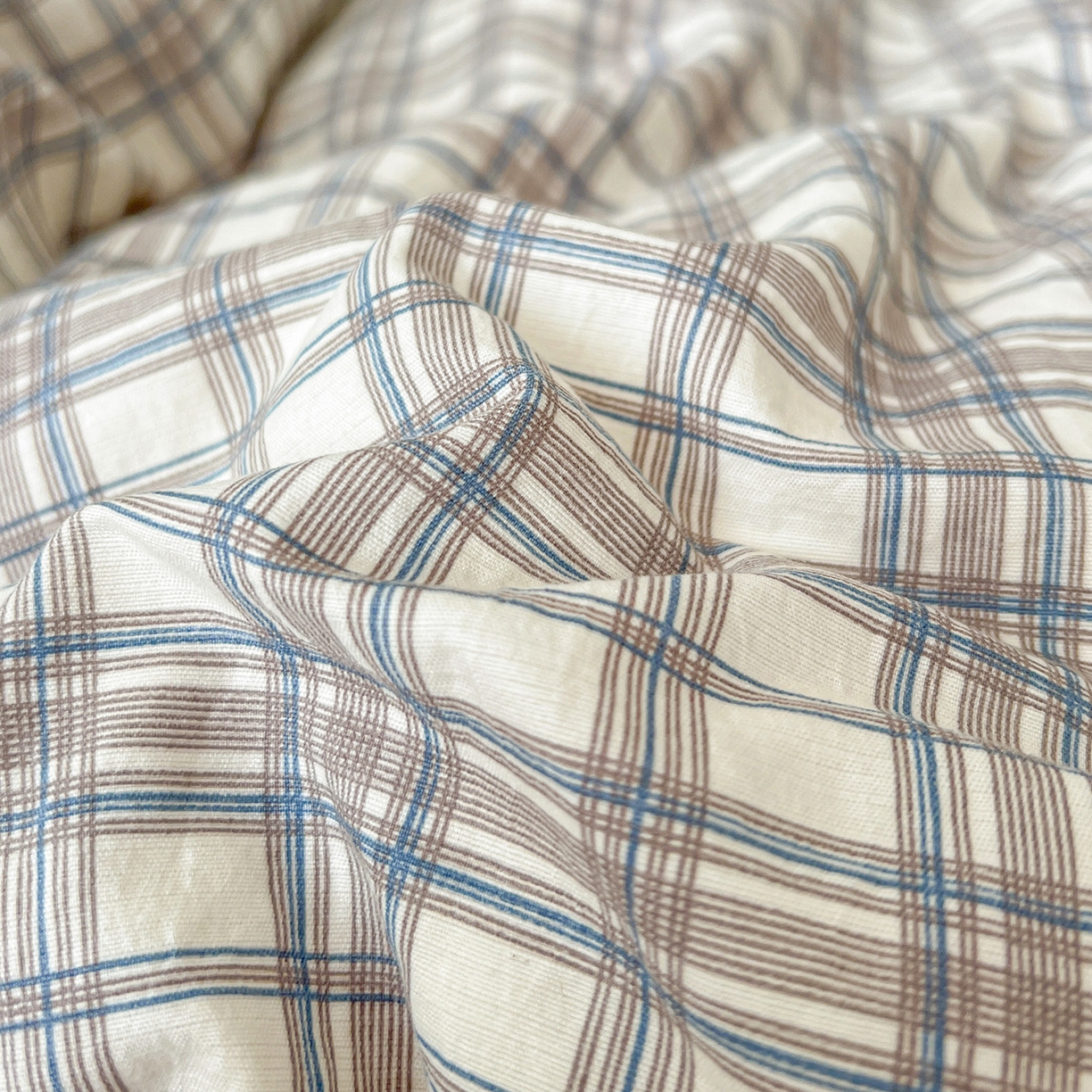 91家纺网 家纺一手货源 找家纺 典曼家纺 2025新款高克重云柔古法小布袋四件套 灰咖小格