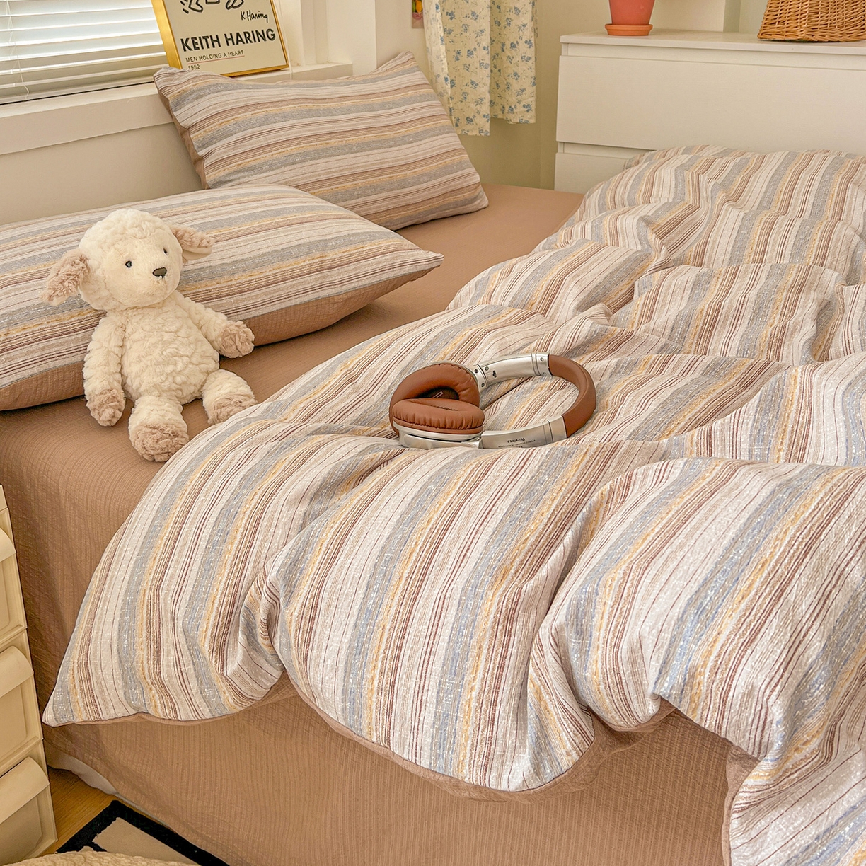 91家纺网 家纺一手货源 找家纺 典曼家纺 2025新款高克重云柔古法小布袋四件套 极简主义