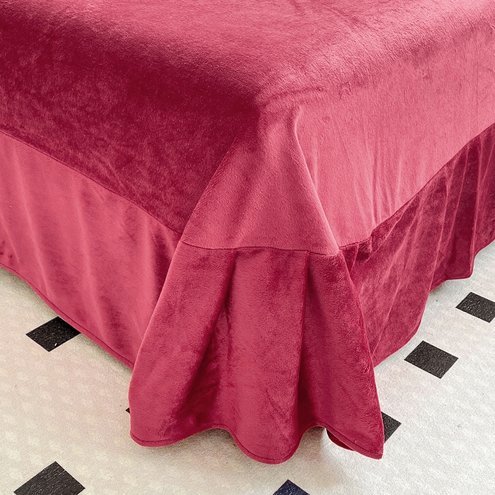 91家纺网 家纺一手货源 找家纺 提花大世界 2025新款宝宝绒绣花款牛奶绒婴儿绒保暖四件套 花之隐逸-酒红