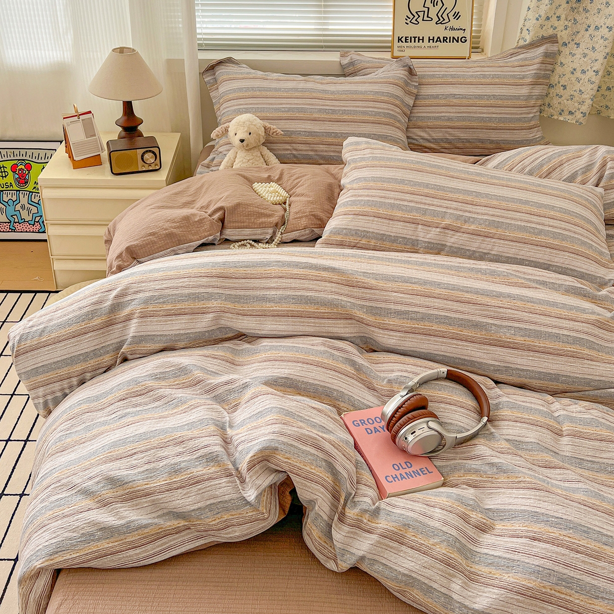 91家纺网 家纺一手货源 找家纺 典曼家纺 2025新款高克重云柔古法小布袋四件套 极简主义