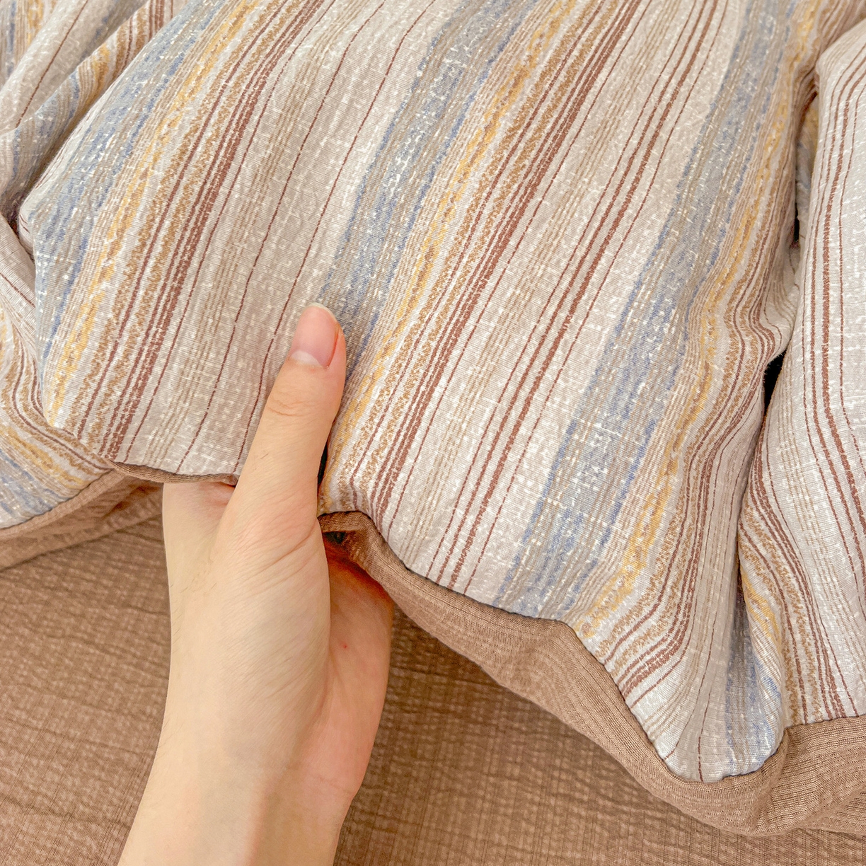 91家纺网 家纺一手货源 找家纺 典曼家纺 2025新款高克重云柔古法小布袋四件套 极简主义