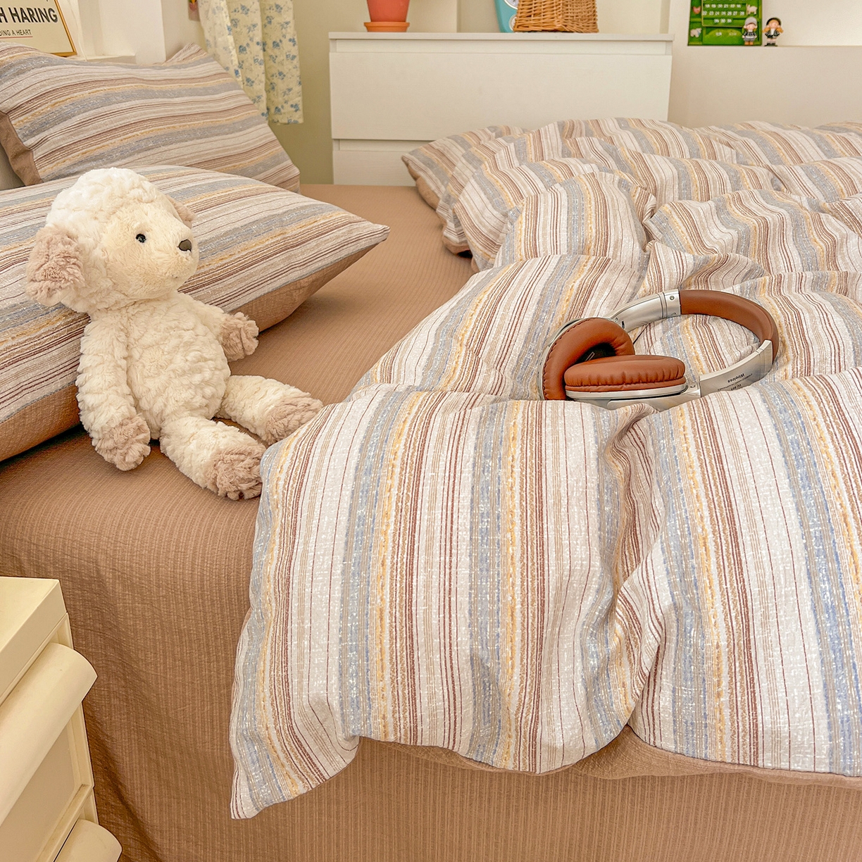 91家纺网 家纺一手货源 找家纺 典曼家纺 2025新款高克重云柔古法小布袋四件套 极简主义