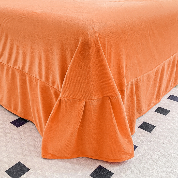 91家纺网 家纺一手货源 找家纺 提花大世界 2025新款宝宝绒绣花款牛奶绒婴儿绒保暖四件套 花之隐逸-橘色