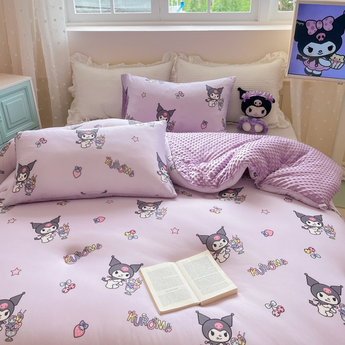 91家纺网 家纺一手货源 找家纺 心卓 2025年新款直播三丽鸥针织棉豆豆被冬被加厚子被芯儿童学生成人款冰淇淋库洛米