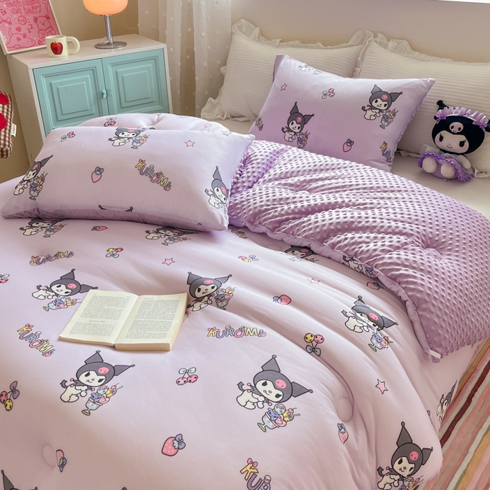 91家纺网 家纺一手货源 找家纺 心卓 2025年新款直播三丽鸥针织棉豆豆被冬被加厚子被芯儿童学生成人款冰淇淋库洛米