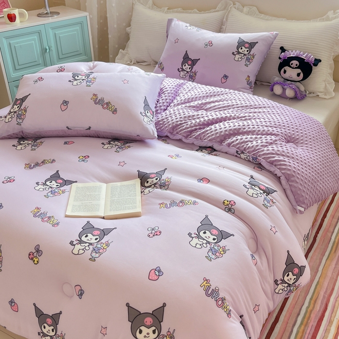 91家纺网 家纺一手货源 找家纺 心卓 2025年新款直播三丽鸥针织棉豆豆被冬被加厚子被芯儿童学生成人款冰淇淋库洛米