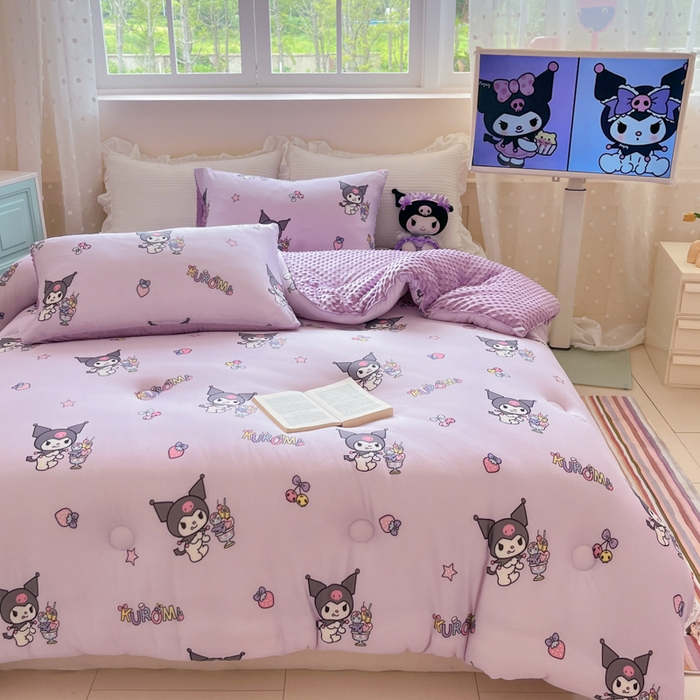 91家纺网 家纺一手货源 找家纺 心卓 2025年新款直播三丽鸥针织棉豆豆被冬被加厚子被芯儿童学生成人款冰淇淋库洛米