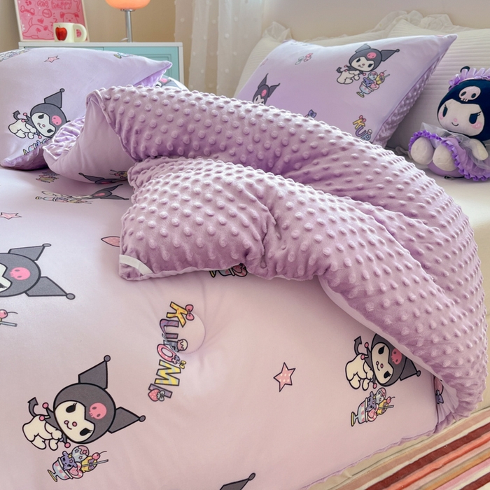 91家纺网 家纺一手货源 找家纺 心卓 2025年新款直播三丽鸥针织棉豆豆被冬被加厚子被芯儿童学生成人款冰淇淋库洛米