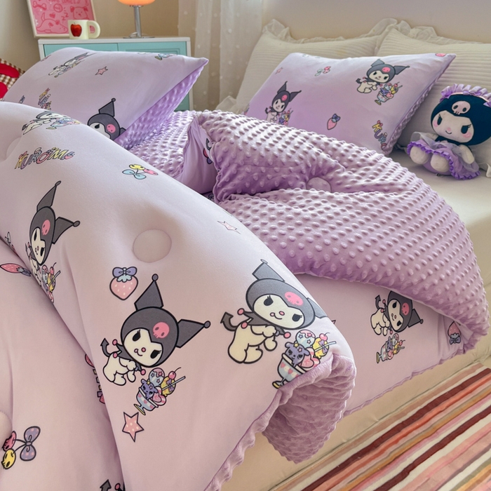 91家纺网 家纺一手货源 找家纺 心卓 2025年新款直播三丽鸥针织棉豆豆被冬被加厚子被芯儿童学生成人款冰淇淋库洛米