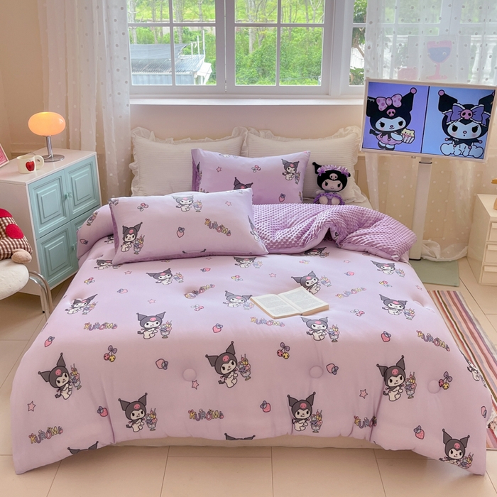 91家纺网 家纺一手货源 找家纺 心卓 2025年新款直播三丽鸥针织棉豆豆被冬被加厚子被芯儿童学生成人款冰淇淋库洛米