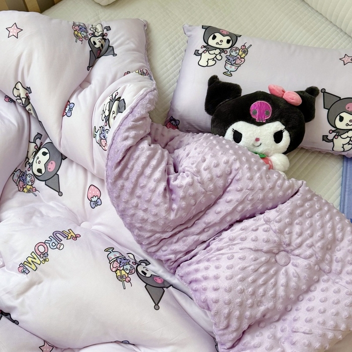 91家纺网 家纺一手货源 找家纺 心卓 2025年新款直播三丽鸥针织棉豆豆被冬被子被芯学生儿童成人款冰淇淋库洛米