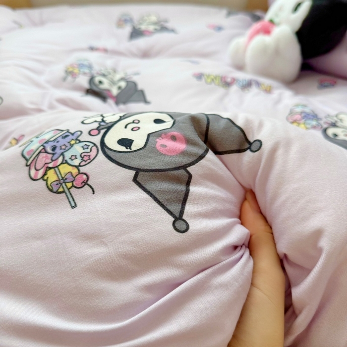 91家纺网 家纺一手货源 找家纺 心卓 2025年新款直播三丽鸥针织棉豆豆被冬被子被芯学生儿童成人款冰淇淋库洛米