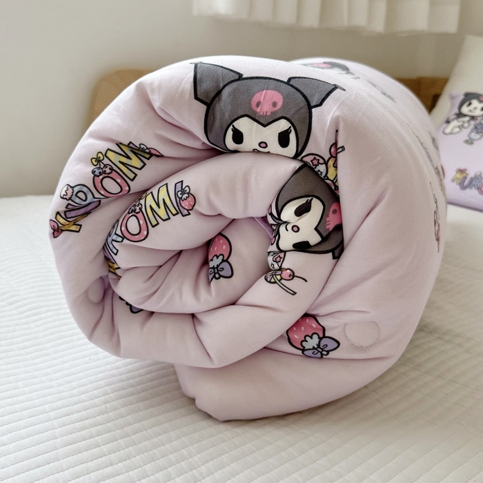 91家纺网 家纺一手货源 找家纺 心卓 2025年新款直播三丽鸥针织棉豆豆被冬被子被芯学生儿童成人款冰淇淋库洛米