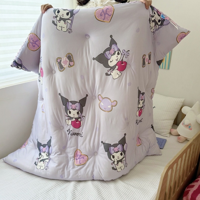 91家纺网 家纺一手货源 找家纺 心卓 2025年新款直播三丽鸥针织棉豆豆被冬被子被芯学生儿童成人款苹果库洛米