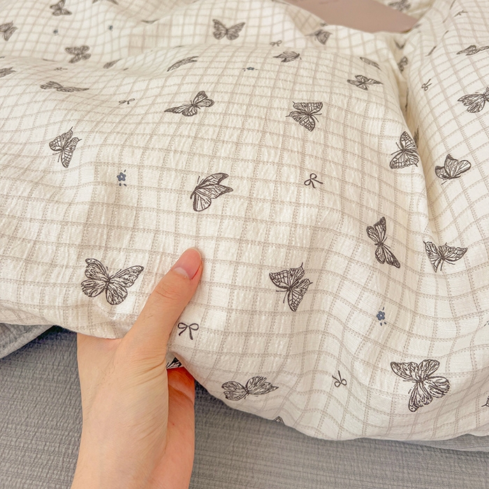 91家纺网 家纺一手货源 找家纺 (总) 一比一 2025新款古法水洗棉小布袋高克重云柔棉四件套