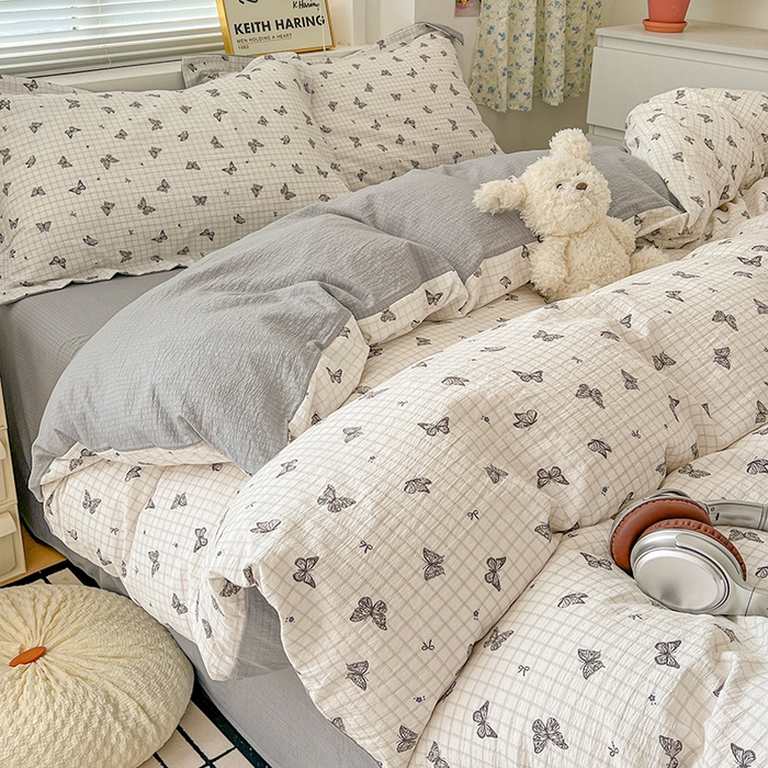 91家纺网 家纺一手货源 找家纺 (总) 一比一 2025新款古法水洗棉小布袋高克重云柔棉四件套