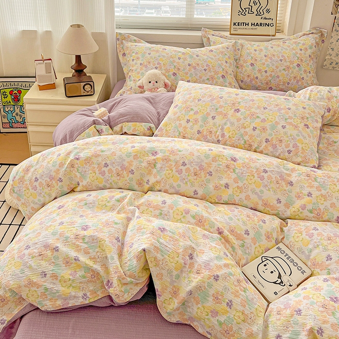 91家纺网 家纺一手货源 找家纺 (总) 一比一 2025新款古法水洗棉小布袋高克重云柔棉四件套