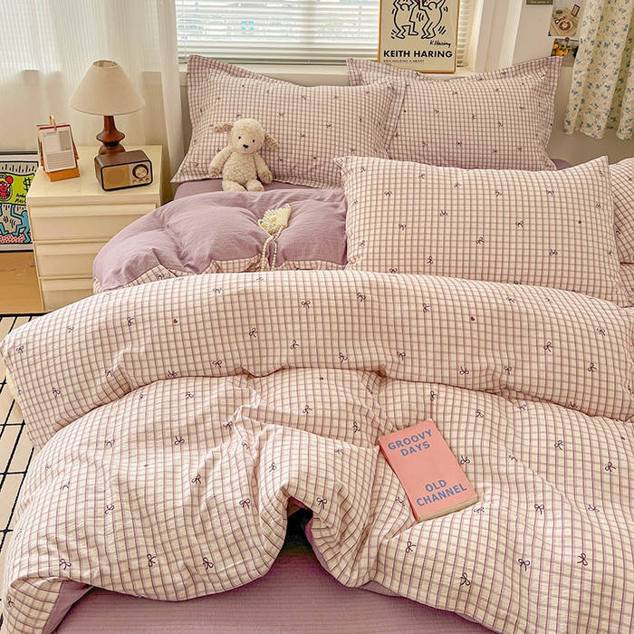 91家纺网 家纺一手货源 找家纺 (总) 一比一 2025新款古法水洗棉小布袋高克重云柔棉四件套