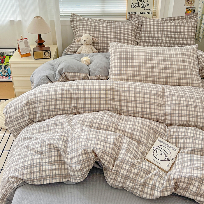 91家纺网 家纺一手货源 找家纺 (总) 一比一 2025新款古法水洗棉小布袋高克重云柔棉四件套