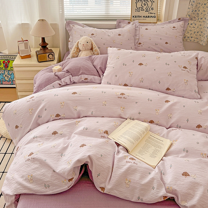 91家纺网 家纺一手货源 找家纺 (总) 一比一 2025新款古法水洗棉小布袋高克重云柔棉四件套