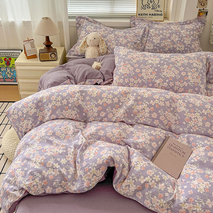 91家纺网 家纺一手货源 找家纺 (总) 一比一 2025新款古法水洗棉小布袋高克重云柔棉四件套