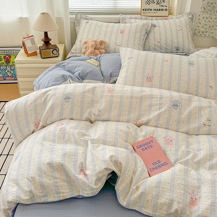 91家纺网 家纺一手货源 找家纺 (总) 一比一 2025新款古法水洗棉小布袋高克重云柔棉四件套