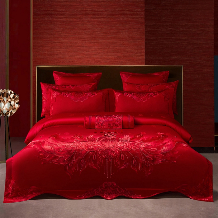 91家纺网 家纺一手货源 找家纺 （总）宏羽纺家纺 2025新款高支高密全棉提花新中式婚庆多件套