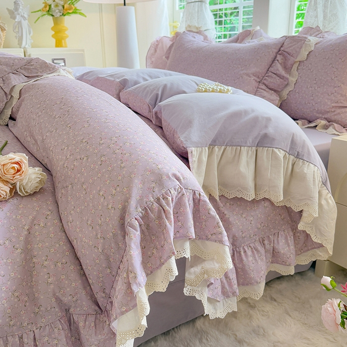 91家纺网 家纺一手货源 找家纺 巧玲珑 2025新款80s法式大花边四件套 芙萃