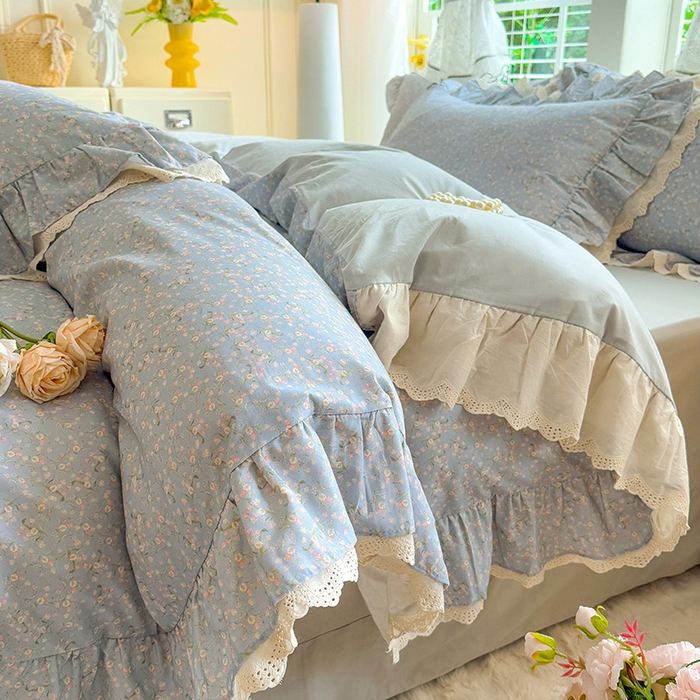 91家纺网 家纺一手货源 找家纺 巧玲珑 2025新款80s法式大花边四件套 漫春