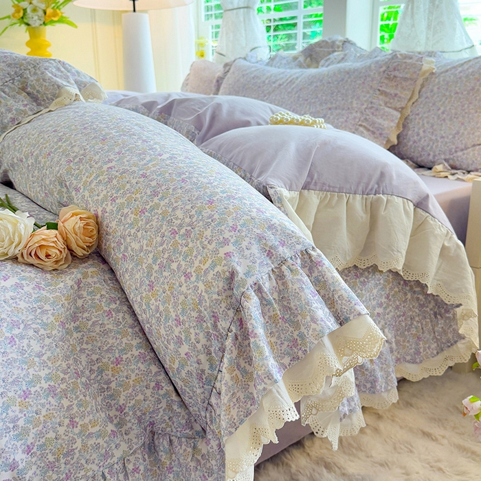 91家纺网 家纺一手货源 找家纺 巧玲珑 2025新款80s法式大花边四件套 梦归