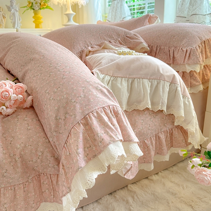 91家纺网 家纺一手货源 找家纺 巧玲珑 2025新款80s法式大花边四件套 芸蜜